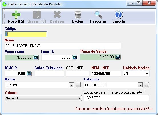 Cadastro Rápido de Produtos  - Gerenciador Eficaz